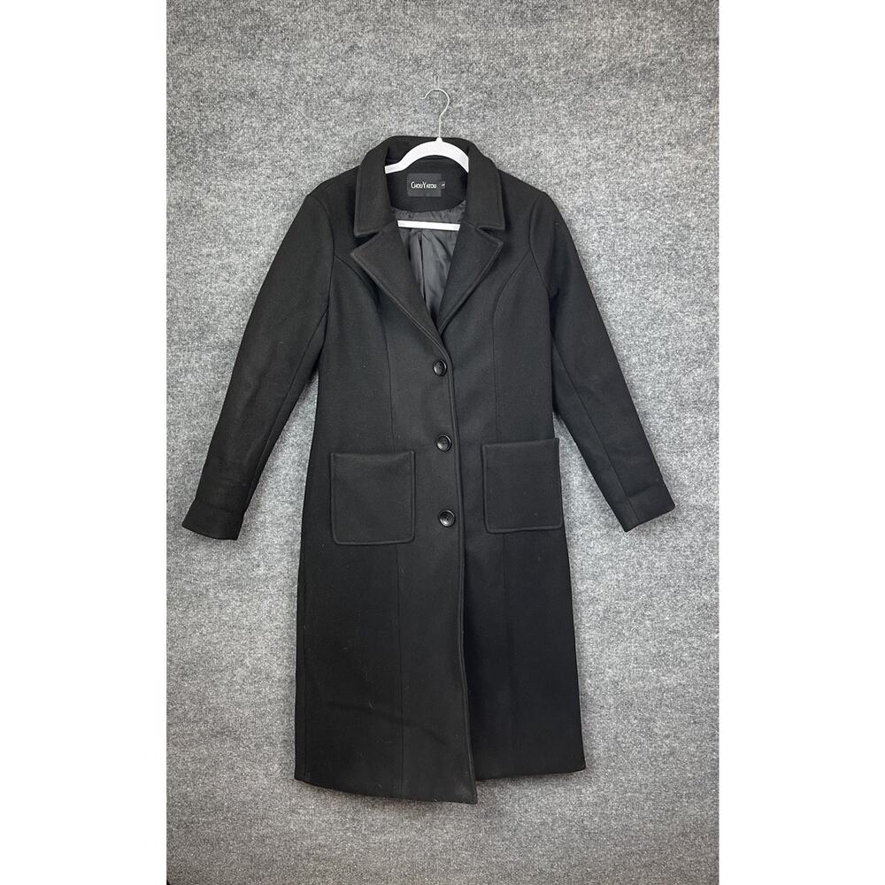 ChouYatou Women S Elegant Notched‎ Collar Double Breasted Wool Blend Over Coat